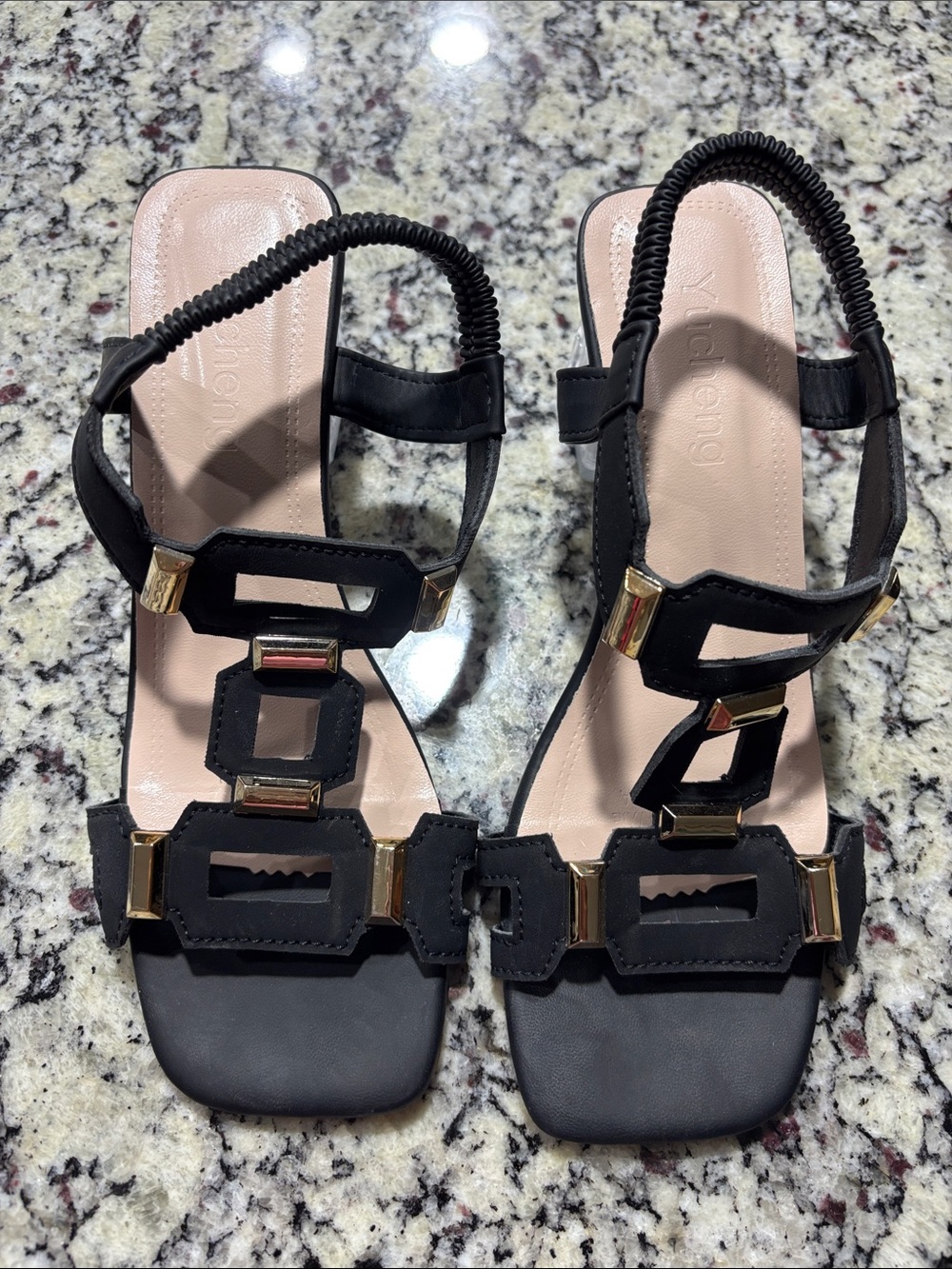 Black Gold Accent Women's Slingback Sandals - Unknown Brand